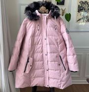 NWOT Arctic Expedition Down Parka Detachable Faux Fur Hood Trim Pink $215 3X