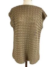 Tan crochet short sleeve sweater
