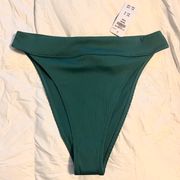 Hollister NWT Dark Green  High-Leg High-Waist Ribbed Cheeky Bikini Bottom - M