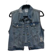 Ci Sono Distressed Light Denim Wash Vest Large