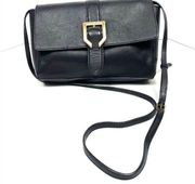 Cole Haan Buckle Black Leather Small Crossbody Bag