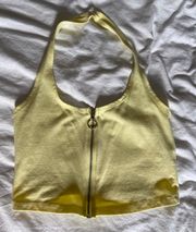 PacSun Yellow Zip Up Halter Top