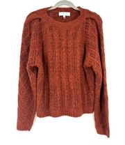 John+Jenn Women's Knit Crew Neck Long Sleeve Pullover Sweater Burst Orange Small