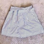 A.L.C. Shorts XL White Gray Stripe High Waist Women Paperbag Summer Designer NWT