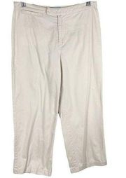 Sigrid Olsen So Blue Size 4 Capri Pants Cream Trouser Pockets Cotton 1645