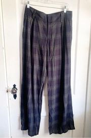 . Wide Leg Plaid Tailored High Rise Pants Workwear Professional Size 6