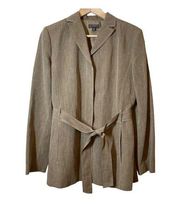 Classiques Entier Linen Blazer Belted Nordstrom 12 Lagenlook Brown Tan