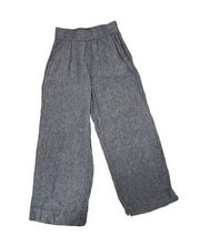 Tahari 100% Linen Pull-On Elastic Waist Wide Leg Pants Heathered Blue size XS