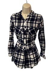 Aerie Navy Plaid Flannel Shorts Romper Women’s Size Small