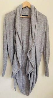 Allsaints Wren Wool Open Front Long Draped Cardigan Heather Grey size 12