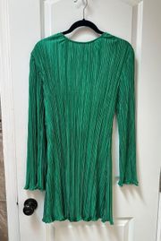 Green Long Sleeve Backless Dress