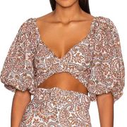 MINKPINK Jedda Crop Blouse in Paisley Size XLarge NWT