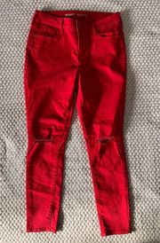 Red Mid Rise Rockstar Skinny Jeans