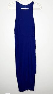 Yumi Kim Womens So Social Midi Dress Sleeveless Side Slit Back Zip Blue L NWT