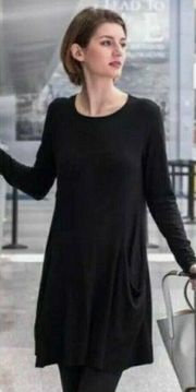 Betabrand Black Sweatshirt Travel Long Sleeve Dress Pockets Size S