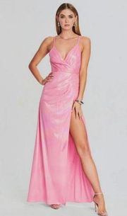 Retrofete Yesi Dress in Flamingo Pink Size XL NWT Metallic Maxi Spaghetti Straps