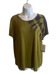 Joy Lab Short Sleeve Top TShirt Army Green Tie Dye Open Back Size Medium