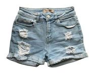 Blue Savvy Denim Shorts Size 5/27 Blue Jean Shorts Ripped Light Wash Cotton