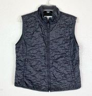 Prospirit Black Squiggly Stitched Quilted Zip Up Vest