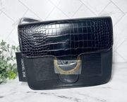 Rachel Zoe Irim Faux Leather Crocodile Embossed Crossbody Bag Black