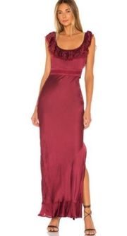 x Revolve Vanna Dress is Cabernet Red