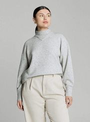 Everlane The Cozy-Stretch Pullover Sweater Heathered Grey XS