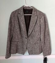 Jones Wear Brown Tweed Lined Single Clasp Jacket/ Blazer Women's Size 16 NWT