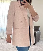 HOUSE OF HARLOW 1960 Pink Oversized Double Breasted Boyfriend Blazer Ski…