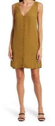 madewell heather button front spiced olive sleeveless mini dress