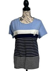 Women's Sport-Stripe Shirt  In Regular And Petite Blue Size Large