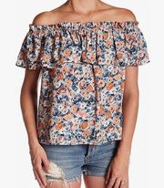 Current/Elliott Ruffle Dusty Bowl Floral Off-Shoulder Tube Top 0