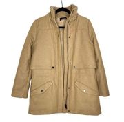 The Kooples Full Zip Mockneck Snap Front Wool Utility Pea Coat Small Women's Tan