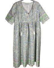 Misslook Cottagecore Floral Paisley Prairie Boho Midi Dress White Purple Large