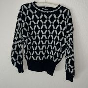 Vintage Retro Black & White Geometric 80’s- 90’s Style Sweater