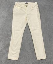 Eileen Fisher Pants Womens 6 Ivory Cream Mid Rise Slim Skinny Organic Cotton