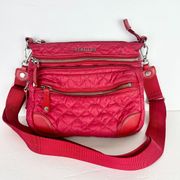 Downtown Crosby Nylon Leather Crossbody Bag Purse Apple Red Quilted