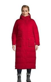 NWT Lands End Expedition Down Maxi Rich Red Coat Parka Medium Petite 10-12