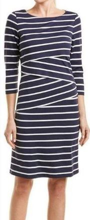 J. McLaughlin, Nicola Catalina Cloth Blue Striped Tiered Sheath Dress Size XS