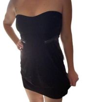 Vintage Y2K Mini Dress Early 2000s  Black Velvet Strapless size small