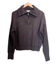 Rachel Zoe Sweater Cozy Quarter Zip Pullover Charcoal Gray Women’s Size Small