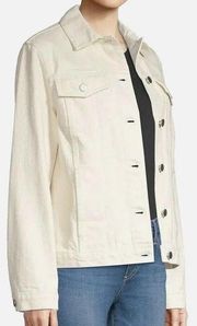 Theory Ivory Best Friend Trucker Stretchy Super Soft Denim Jacket Size M $265