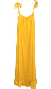 Polka Dot Ruffle Tie Strap Maxi Dress Sunshine Yellow Small