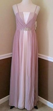 NEW Eliza J Modcloth Mauve Ivory TriColor Ombre Chiffon Elegant Formal Maxi Gown