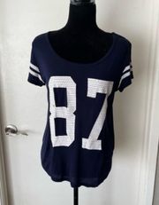 Womens Short Sleeve Scoop Neck Top Tee Navy Size Large