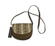 Street Level Womens Crossbody Handbag Brown With Reptile Embossed Flap 7"