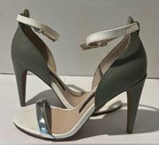 French Connection Nanette Ankle-Strap Dress Sandals Silver/Shark/White EU 35.5