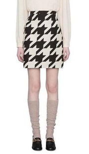 Gucci Houndstooth Silk and Wool Mini Skirt