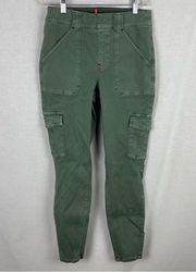 Spanx Stretch Twill Green Ankle Cargo Pants Size Large