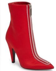 NEW Calvin Klein Kailie Front Zip Bootie in Red with Dustbags size 7.5