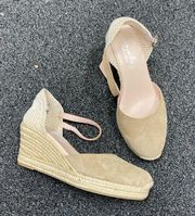 Anthro espadrille sandals neutral beige tan 38 euro 7.5 US